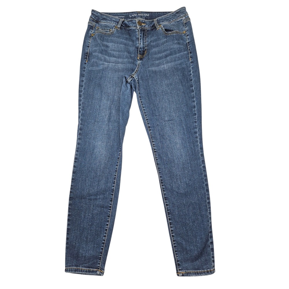 Lane Bryant Mid Rise Super-Stretch Skinny Jeans Blue Denim Sz 14